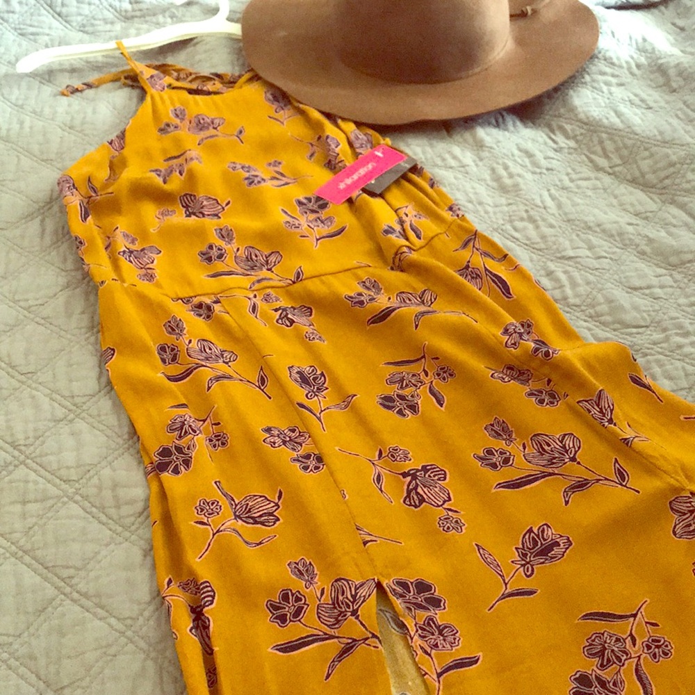 Mustard yellow floral dress